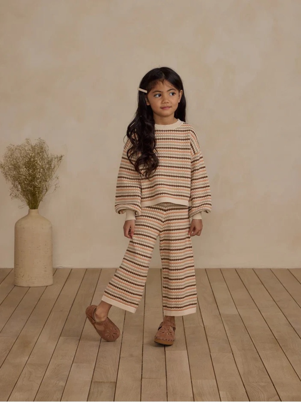 Rylee + Cru 2-3Y honeycomb stripe sweater Striped Knit Two-Piece Set
